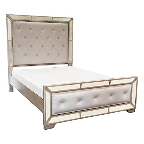 Ava Solid Wood Mirrored Cal King Bed In Silver Bronze #TOP30