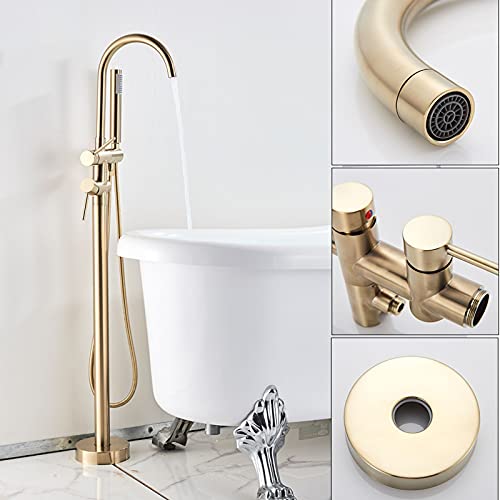 Robinet de baignoire sur sol en laiton or brossé haute qualité