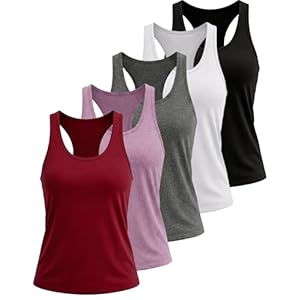 6 or 5 Pack Workout Tank Tops for Women, Athletic Racerback Sports Tank Tops, Compression Sleeveless Dry Fit Shirts