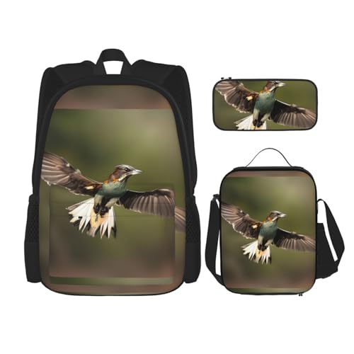 YHBLYKXP Hunting Flying-Wild print 3-Piece Casual Backpack Set (Backpack + Waist Bag + Small Pouch), Unisex Daypack