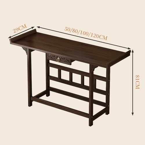 Table d'autel bouddhiste 100 cm avec tiroir et support de prière en bois - 3