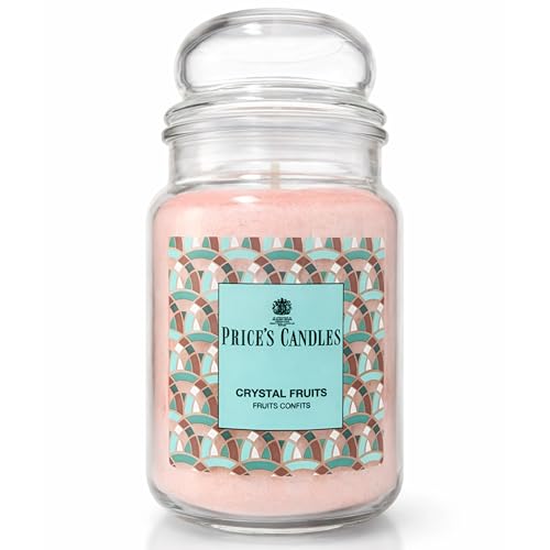 Prices Candles Crystal Fruits - Scented Candle in Large Jar - Apple Rhubarb Red Fruits & Vanilla Fragrance - Up to 130 Hours of Clean Fresh Quality Long Lasting Scent - Glass with Lid