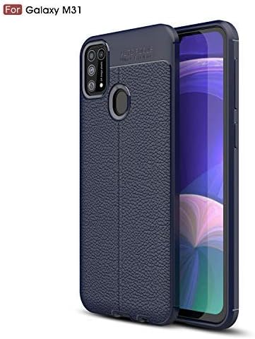 POPUPE for Samsung Galaxy M31 Case,Lychee Leather Texture Soft TPU Comfortable Feel Anti-Collision Anti-Scratch Case for Samsung Galaxy M31 (with Screen Protector) (A)