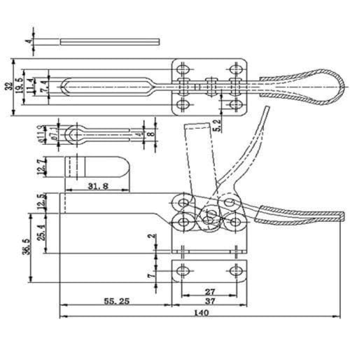 Abrazadera de palanca horizontal 201b de hierro con base antideslizante pack de 4 unidades 5