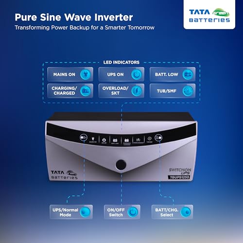 Tata Green Inverter & Battery Combo (Switch ON Pure Sine Wave 1000VA/12V Inverter INTT280072 240AH Tall Tubular Inverter Battery) for Home and Office