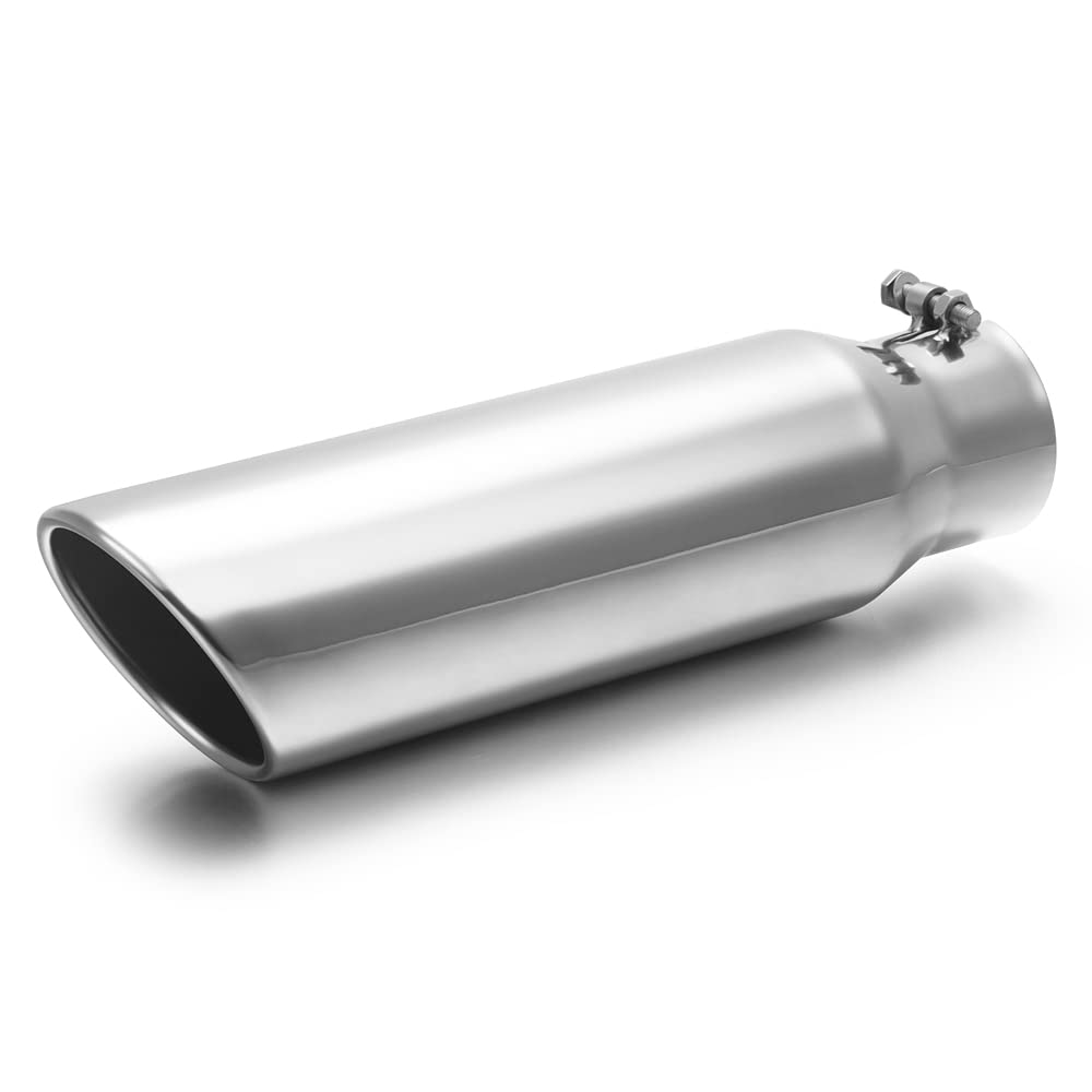 LCGP 3" Inlet Black Exhaust Tip, LCGP 3" x 4" x 15" Universal Bolt On Stainless Steel Diesel Exhaust Tailpipe Tip
