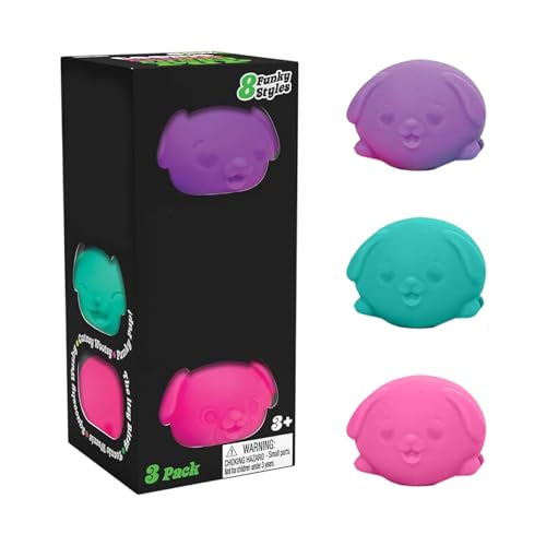 Cool Dogs Squishy, 3 Pack Sugar Ball Designs, Anxiety Relief Squeeze for Sensory Play, Sensory Fidget, Slow Rising Squishy Stress Balls
