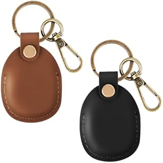 AirTag Breloczek do kluczy, zawieszka AirTag, etui ochronne na całe ciało, kompatybilne z Apple Airtag z prawdziwej skóry (ciemnobrązowy)