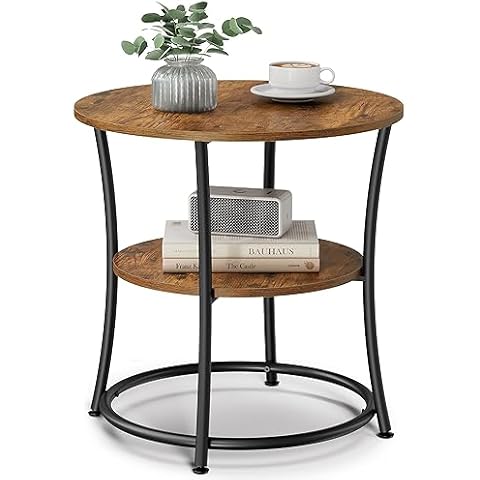 VASAGLE Rustic Brown Round Side Table Cover