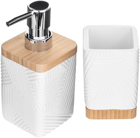 INGOFIN Badezimmer Set Grau - Keramik Seifenspender & Zahnputzbecher 4-teilig