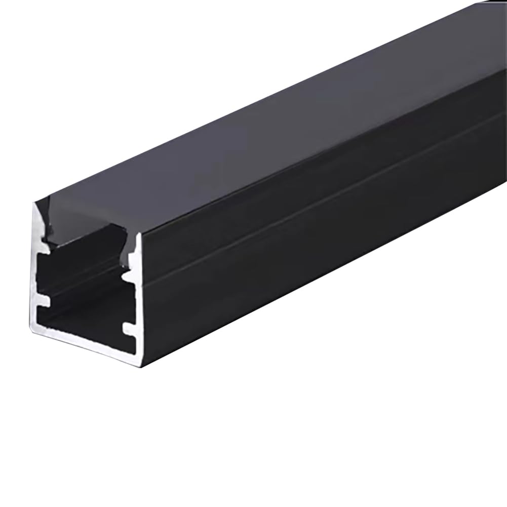 RISHORI LED Aluminum Profile, 1Meter/3.3ft U-Shape Light Strip Diffuser, Black Channel with Milky White Cover, Led Diffuser U Shape System Track,10 * 10 without edge