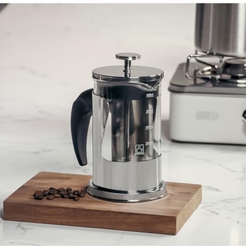 Tidgel Cafetière Verre et 800ml Design Compact Silver Cafetière Verre(600ml)