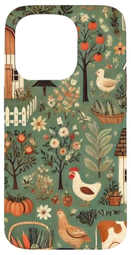 Farmhouse Homestead Farm Animals Chickens Cows & Garden Case for iPhone 15 Pro
