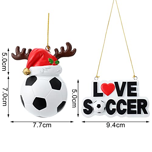 2 Pieces Christmas Soccer Ornaments I Love Soccer Hanging Christmas Ornament Soccer Snowman Christmas Tree Ornament Reindeer Soccer Hanging Xmas Tree Decor For Xmas Holiday Party Tree Decoration #TOP5