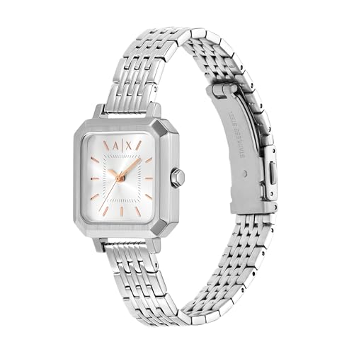 Image of Armani Exchange A|X Women's Watch, Square Three-Hand Stainless Steel Watch for Women