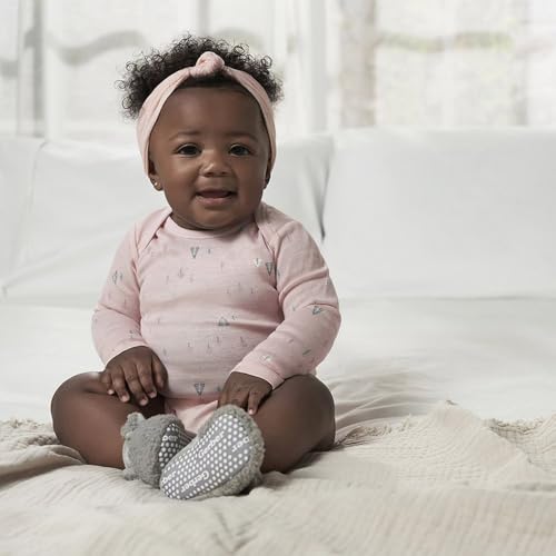 Image of Gerber Baby Bodysuits Long-Sleeve Cotton Onesies 6-Pack for Girls Newborn