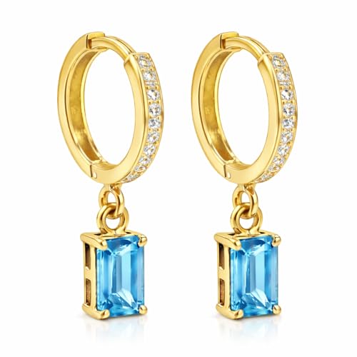 Boucles d'oreilles créoles pendantes femme argent 925 plaqué or 14K