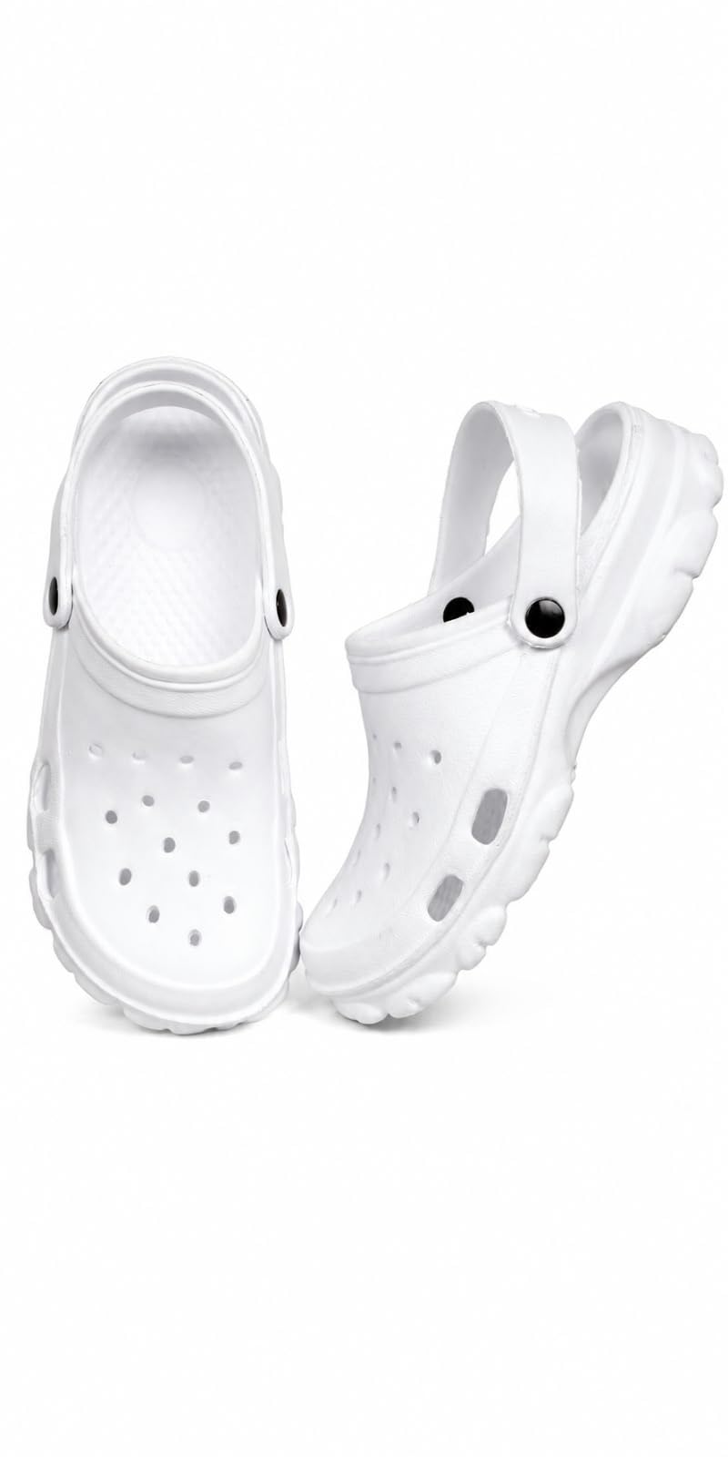 clogs sandals with back strap, white, ventilated slip-on