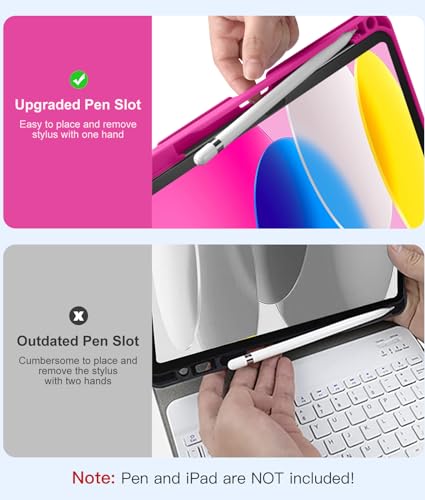 Image of Hamile for iPad 11th 10th Generation Case with Keyboard - 7 Colors Backlit Wireless Detachable Folio Keyboard Cover with Pencil Holder for iPad 11-inch A16 2025 10th Gen 10.9 Inch 2022 (Hot Pink)