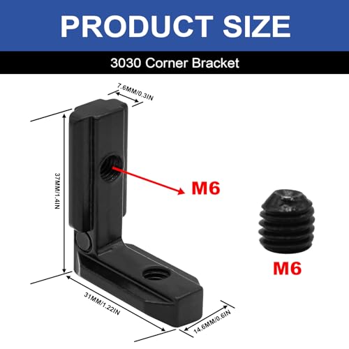Image of 24pcs Black 3030 Extrusion Connector Bracket Joint Extruded Aluminum Hardware T-Slot Accessories V-Slot with Screws for 8020 Aluminum Profile 3D Printer Accessories