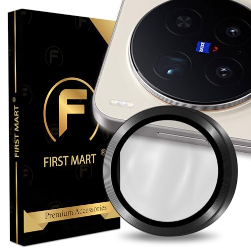 Image of FIRST MART Black Camera Ring Guard Protector for Vivo X300 Pro | Tempered Glass with Metal Alloy Rings, HD Clear, Scratch Resistant, Case-Friendly | Pack of 1