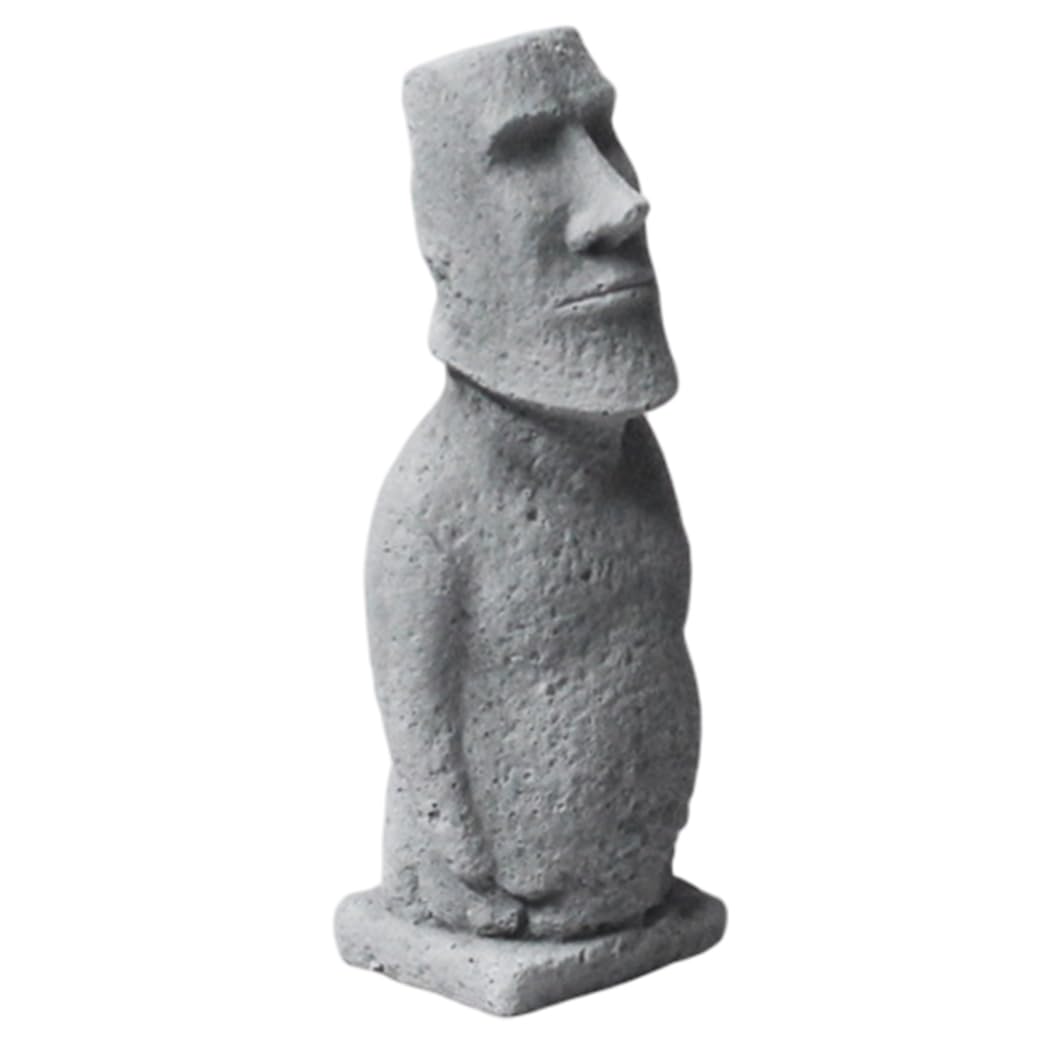 Licsaliwe Grey Moai Statue, Sandstone Textured Easter Island Head Statue Ancient Mystique Easter Decor For Indoor And Outdoor, L