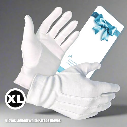 Image of White Cotton Parade Gloves for Marching Band, Parade, Cosplay Costume, and Formal Attire 100% Cotton S, M, XL