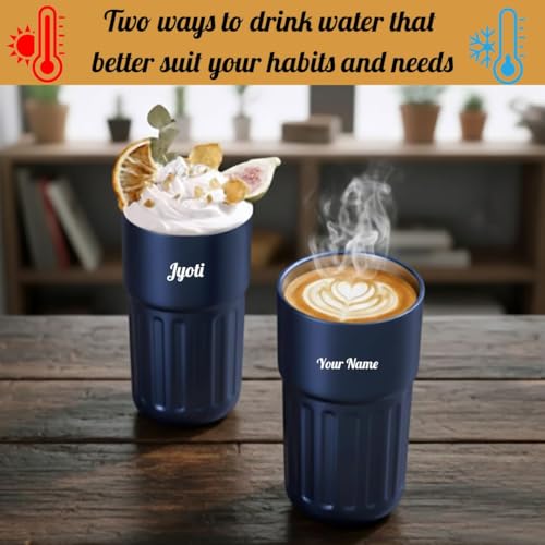 Image of Giftana Personalized Diary with Pen, Coffee Tumbler with Name, 3 in 1 Diary, Pen, Tumbler, Personalized Gifts for Husband Birthday, New Year Corporate Gifts for Employee (Blue 4)