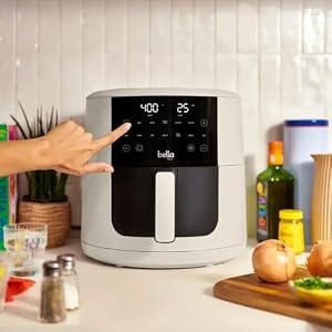 Bella-Pro SmartCrisp 8-Quart Air Fryer, Digital Touchscreen, Nonstick Ceramic Coating, 6 Cooking Presets, 1700W Power, Oil-Free Cooking, Family-Sized Capacity, Dishwasher-Safe, Oatmilk Bella Pro SmartCrisp 8 Quart Air Fryer Digital Touchscreen Nonstick Ceramic Coating 6 Cooking Presets 1700W Power Oil Free Cooking Family Sized Capacity Dishwasher Safe Oatmilk