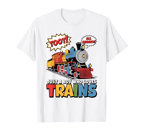 Just a Boy Who Loves Trains Lover Kids Locomotives Train T-Shirt