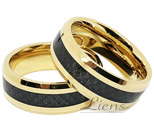 Par de Aliança Casamento Tungstênio Folheada Banhada Ouro 18K