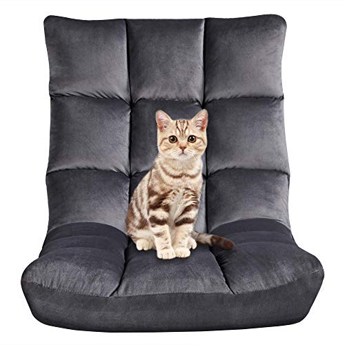 Sillón plegable de piso peluche gris miniatura 6