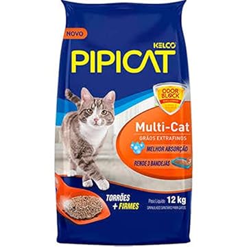 Areia Sanitária Kelco Pipicat Multicat para Gatos - 12kg