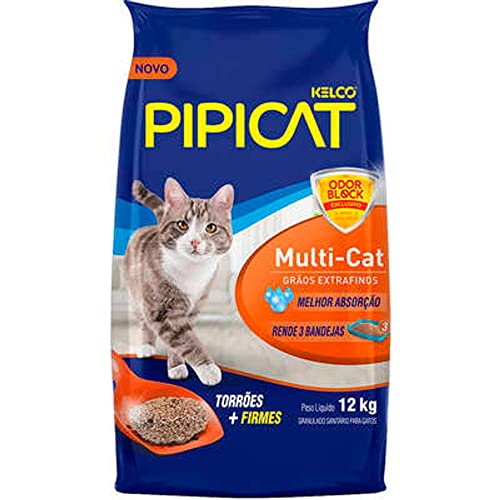 Areia Higiênica Pipicat Multicat para Gatos 12kg