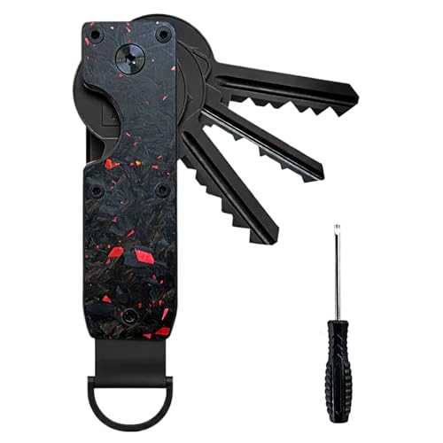 ikBrtaiay Organisateur de clés en métal - Porte-clés compact - Minimaliste et innovant - Organiseur de clés compact pour jusqu'à 6 clés avec anneau en D