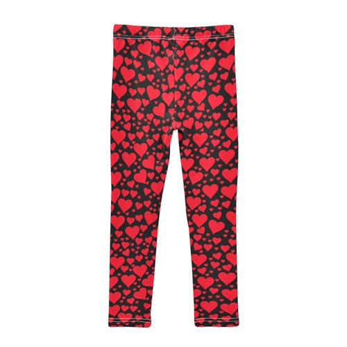 Red Hearts Black Girl's Leggings for Kids Toddler Girls Sweatpants Legging Pants Ballet Tights 4T2