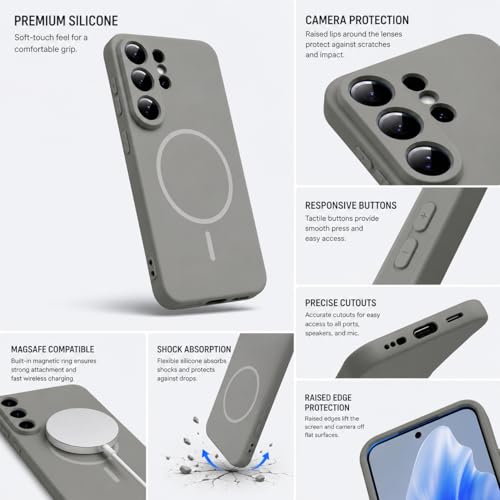 Image of DIZORO Microfiber Candy Case Compatible for Samsung S26 Ultra 5g Magnetic Silicone Case, Compatible with MagSafe Shockproof, Anti-Scratch Soft Non-Slip Full Body Protective Back Cover (New Titanium)
