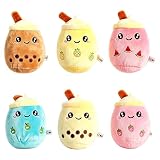 RXKFIGX 6 Piezas Bubble Tea Peluches Juguete Animal con Llavero Bubble Tea Juguete de Peluche de Té de Burbujas Llavero Peluche Bubble Tea Juguete Peluche Té de Burbujas para Niños Chicas