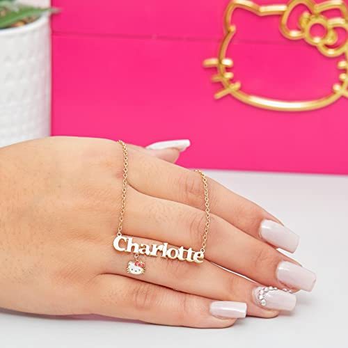 Sanrio Hello Kitty Personalized Name Necklace 18" - 14K Gold Plated Sterling Silver Custom Name Necklace Officially Licensed #TOP3