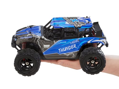 Revell Control X-TREME Monster Truck Cross Thunder I RC-Truggy im Maßstab 1:18 I Allradantrieb und Bulldog-Reifen I Bis zu 50 km/h schnell I Mit -Li-Ionen-Akku I 20 Minuten Fahrzeit, Blau