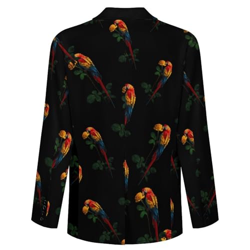 Parrot Bird Rose Flower Men's Suit Jacket 2 Button Lapel Blazers Tuxedo Business Coat for Wedding Party4