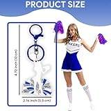 VRHGL 20PCS Cheer Pom Pom Keychains,Blue & Gold Cheer Gifts Bulk for Team, Bulk Cheerleader Gifts, Teen Bookbag Name Tag for Cheer, DIY Name or Slogan Blank Keychains for Girls Women Mom
