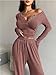 Lounge Sets for Women Casual Slim Fit Long Sleeve V Neck Top and Wide Leg Long Pants Tracksuit Set Fashion 2 Piece (pink,L)