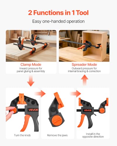 Image of VEVOR Bar Clamps for Woodworking, 8-Pack, 6 inch and 12 inch, with Spring Clamps, One-Handed Clamp /Spreader, 154 lbs Load Limit, Quick Release, Self-Locking Design, for Wood Working and Metal Working