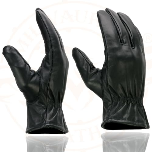 Milwaukee Leather SH734 Men's Black Thermal Lined Leather Motorcycle Gloves w/Cinch Wrist Closure - Large