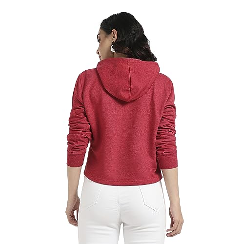 Image of PINACOLADA Women's Typographic Print Hoodie with Ribbed Hem for Casual Wear | Pull On Closure | Hooded Neck | Long Sleeve | Cotton Sweatshirt Crafted with Comfort Fit for Everyday Wear
