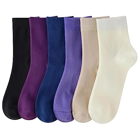Sakusock Women's Rayon Bamboo-Viscose Thin Socks, 6 Pairs, Assorted7, Quarter Length Cover