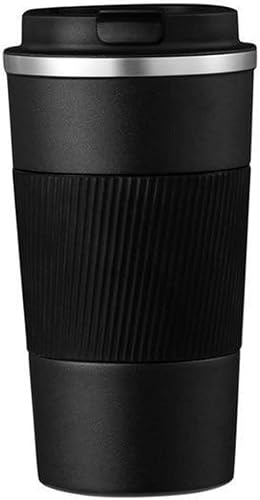 Wosta Insulated Travel Coffee Mug 2.0 | Double Wall Vacuum Stainless Steel Fat-Bottomed Coffee Cup Tumbler With Spill Proof Flip Lid For Hot And Ice Beverages (Black Color, 510 Ml), 510 Milliliter