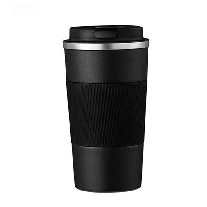 Wosta Insulated Travel Coffee Mug 2.0 | Double Wall Vacuum Stainless Steel Fat-Bottomed Coffee Cup Tumbler With Spill Proof Flip Lid For Hot And Ice Beverages (Black Color, 380 Ml), 380 Milliliter