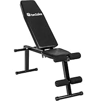 tectake® Weight Bench with 5-Position Adjustable Backrest, Thick Padding & Foam Rollers, Sturdy Gym Bench in Steel with 150 kg Load Capacity & Non-Slip Feet, Ideal Compact Workout Bench for Home Gym
